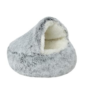 Cat Bed with Hooded , Fluffy Plush Cat Cave Bed, Calming Dog Beds, Self Warming Pet Bed for Small Medium Pets