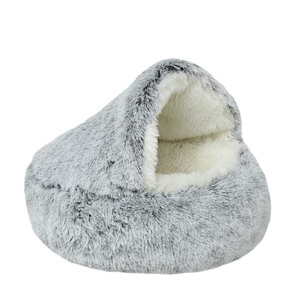 Cat Bed with Hooded , Fluffy Plush Cat Cave Bed, Calming Dog Beds, Self Warming Pet Bed for Small Medium Pets
