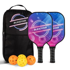 Pickleball Paddles Set, Fiberglass Surface with Polypropylene Core Pickleball Rackets Set, Pickleball Paddles Set for Outdoor