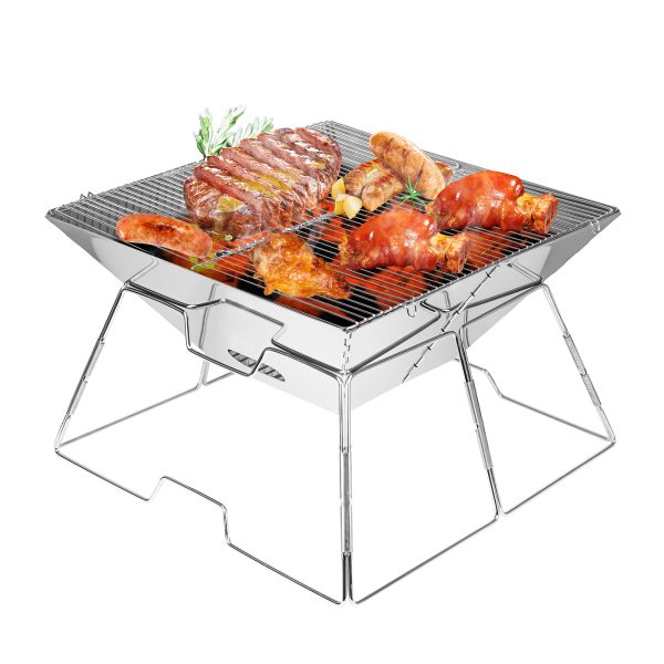 Charcoal Grill, Folding Barbecue Grill, Portable Lightweight Barbecue Grill Tools for Outdoor Grilling Cooking