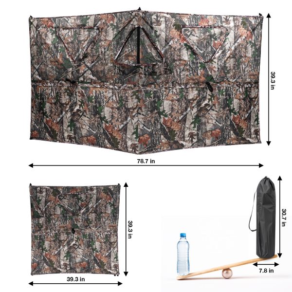 Hunting Blind, 2-Panel See Through Pop Up Ground Blind, 2-3 Persons Camouflage Deer Blind with Carrying Bagfor Deer Turkey Hunting Gear - 图片 2