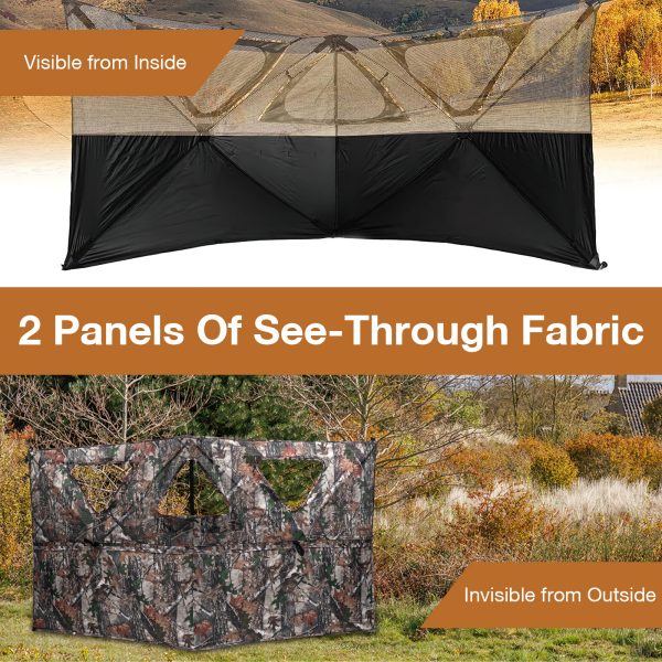 Hunting Blind, 2-Panel See Through Pop Up Ground Blind, 2-3 Persons Camouflage Deer Blind with Carrying Bagfor Deer Turkey Hunting Gear - 图片 6
