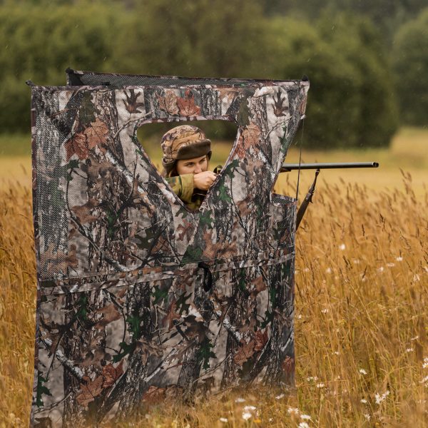 Hunting Blind, 2-Panel See Through Pop Up Ground Blind, 2-3 Persons Camouflage Deer Blind with Carrying Bagfor Deer Turkey Hunting Gear - 图片 5