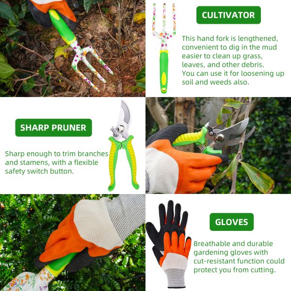 Garden Tool Set, Stainless Steel Garden Tool Set with Non-Slip Rubber Handles, Outdoor Hand Tools, Ideal Garden Tool Set Gift for Men and Women - 图片 6