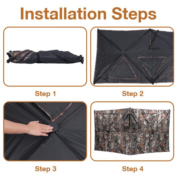 Hunting Blind, 2-Panel See Through Pop Up Ground Blind, 2-3 Persons Camouflage Deer Blind with Carrying Bagfor Deer Turkey Hunting Gear - 图片 4