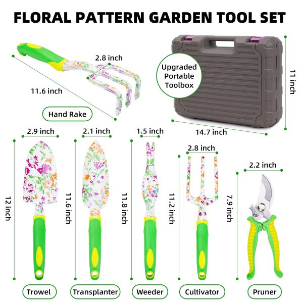Garden Tool Set, Stainless Steel Garden Tool Set with Non-Slip Rubber Handles, Outdoor Hand Tools, Ideal Garden Tool Set Gift for Men and Women - 图片 2