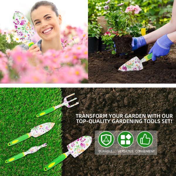 Garden Tool Set, Stainless Steel Garden Tool Set with Non-Slip Rubber Handles, Outdoor Hand Tools, Ideal Garden Tool Set Gift for Men and Women - 图片 3