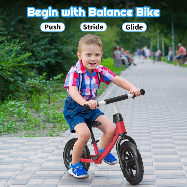 FEBFOXS Baby Balance Bike for Kids 1 - 5 Years old, Includes Safety Pad, Padded Seat, Mini Grips & Flat-Free Tires - Tool-Free Assembly & Adjustments, Red - 图片 9