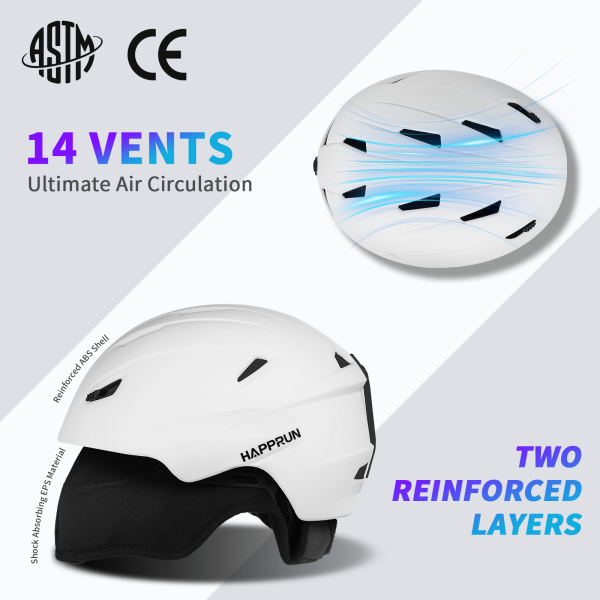 Ski Helmet Men and Women, Adjustable Snowboard Helmet for Women, Men, Adults White - 图片 2