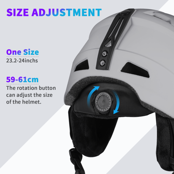 Ski Helmet Men and Women, Adjustable Snowboard Helmet for Women, Men, Adults Gray - 图片 3