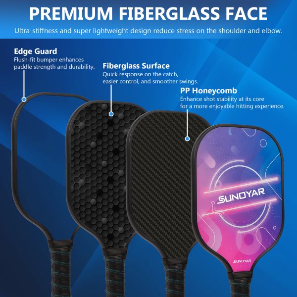 Pickleball Paddles Set, Fiberglass Surface with Polypropylene Core Pickleball Rackets Set, Pickleball Paddles Set for Outdoor - Image 6