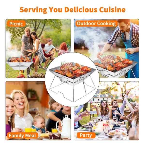 Charcoal Grill, Folding Barbecue Grill, Portable Lightweight Barbecue Grill Tools for Outdoor Grilling Cooking - 图片 8