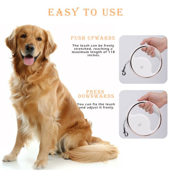 Retractable Dog Leash, 9.8ft Dog Leash with LED Light Rechargeable, Tangle-Free, One-Button Control,Removable Trash Can,Pet Leash for Small Medium Dogs up to 60lbs - 图片 3