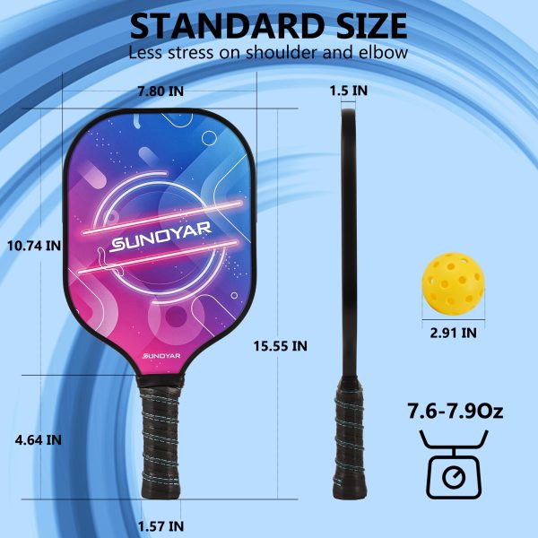 Pickleball Paddles Set, Fiberglass Surface with Polypropylene Core Pickleball Rackets Set, Pickleball Paddles Set for Outdoor - Image 5