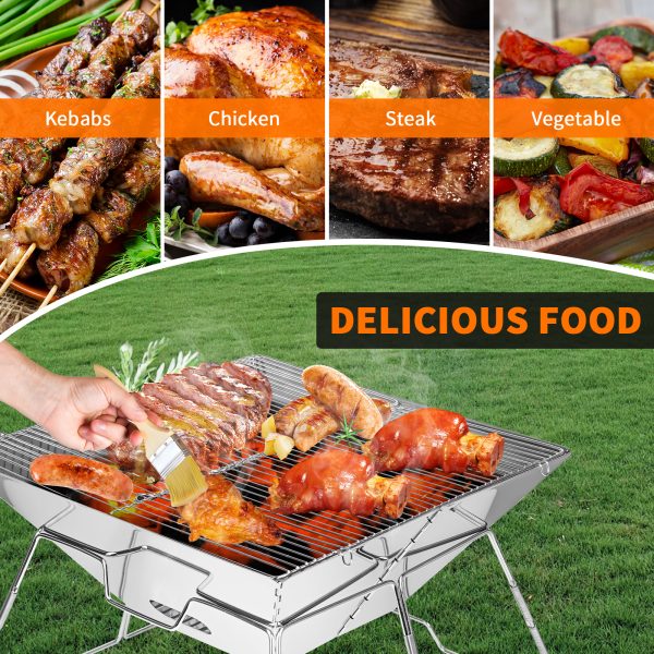 Charcoal Grill, Folding Barbecue Grill, Portable Lightweight Barbecue Grill Tools for Outdoor Grilling Cooking - 图片 6