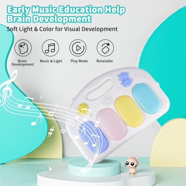 Febfoxs Baby Play Mat, 5 in 1 Thick Large Baby Gyms Play Mats Musical Activity Center, Play Piano Gym Tummy Time for Newborn Toddler and Infants, Blue and Pink - 图片 5