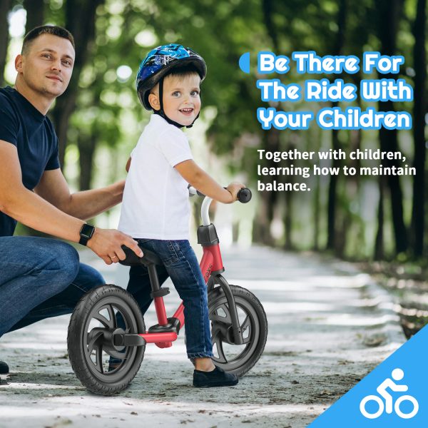 FEBFOXS Baby Balance Bike for Kids 1 - 5 Years old, Includes Safety Pad, Padded Seat, Mini Grips & Flat-Free Tires - Tool-Free Assembly & Adjustments, Red - 图片 5