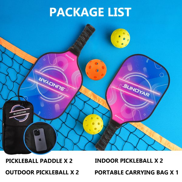 Pickleball Paddles Set, Fiberglass Surface with Polypropylene Core Pickleball Rackets Set, Pickleball Paddles Set for Outdoor - Image 4