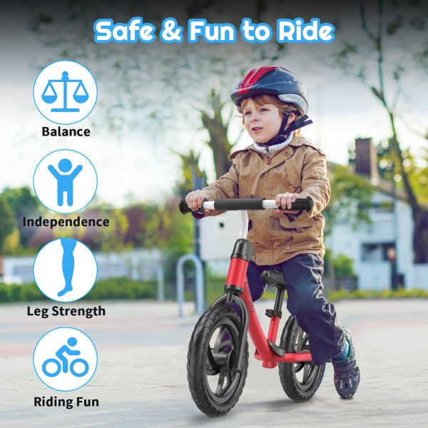 FEBFOXS Baby Balance Bike for Kids 1 - 5 Years old, Includes Safety Pad, Padded Seat, Mini Grips & Flat-Free Tires - Tool-Free Assembly & Adjustments, Red - 图片 4