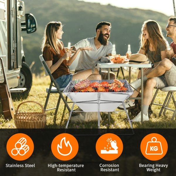 Charcoal Grill, Folding Barbecue Grill, Portable Lightweight Barbecue Grill Tools for Outdoor Grilling Cooking - 图片 4