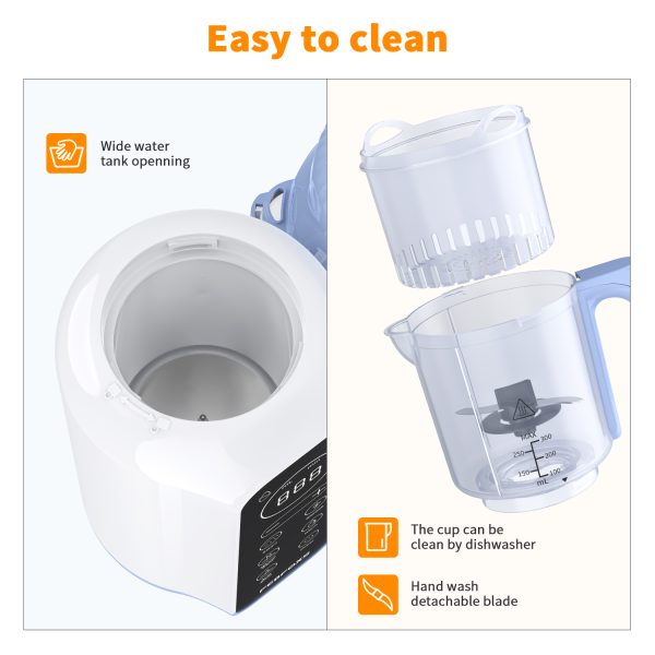 FEBFOXS Baby Food Maker, Multi-Function Baby Food Processor, Steamer Puree Blender, Auto Cooking & Grinding, Baby Food Warmer Mills Machine with Touch Screen Control, Blue - 图片 2