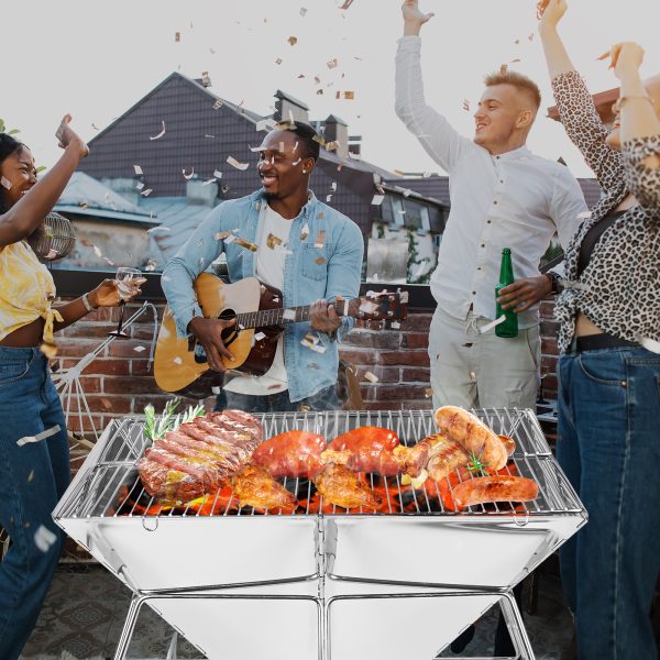 Charcoal Grill, Folding Barbecue Grill, Portable Lightweight Barbecue Grill Tools for Outdoor Grilling Cooking - 图片 3