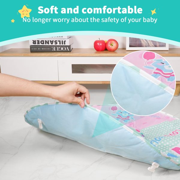 Febfoxs Baby Play Mat, 5 in 1 Thick Large Baby Gyms Play Mats Musical Activity Center, Play Piano Gym Tummy Time for Newborn Toddler and Infants, Blue and Pink - 图片 2