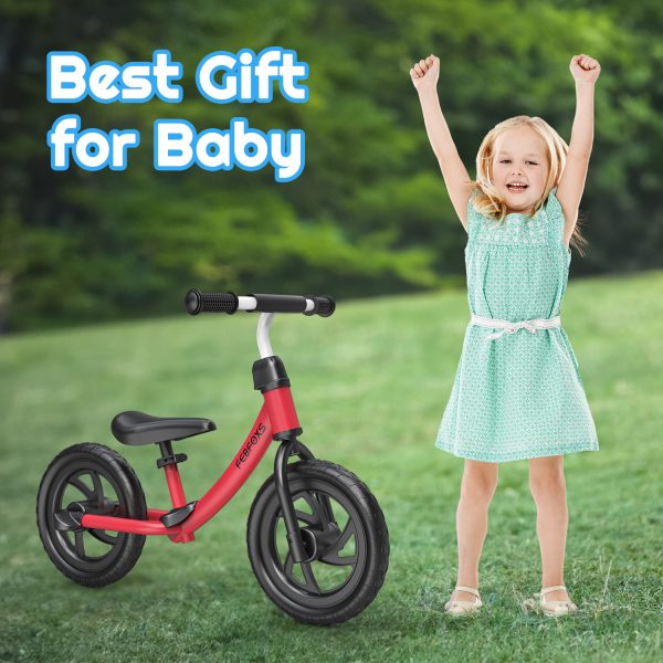 FEBFOXS Baby Balance Bike for Kids 1 - 5 Years old, Includes Safety Pad, Padded Seat, Mini Grips & Flat-Free Tires - Tool-Free Assembly & Adjustments, Red - 图片 2