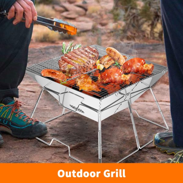 Charcoal Grill, Folding Barbecue Grill, Portable Lightweight Barbecue Grill Tools for Outdoor Grilling Cooking - 图片 2