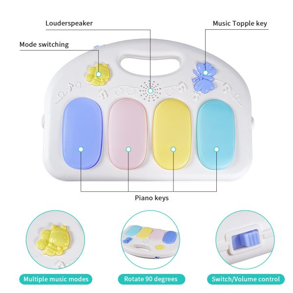 Febfoxs Baby Play Mat, 5 in 1 Thick Large Baby Gyms Play Mats Musical Activity Center, Play Piano Gym Tummy Time for Newborn Toddler and Infants, Blue and Pink - 图片 9