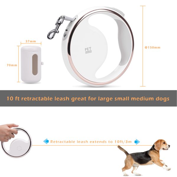 Retractable Dog Leash, 9.8ft Dog Leash with LED Light Rechargeable, Tangle-Free, One-Button Control,Removable Trash Can,Pet Leash for Small Medium Dogs up to 60lbs - 图片 6