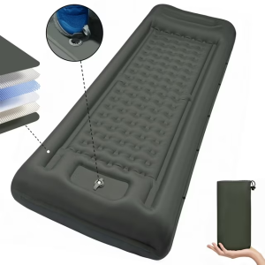 SUNOYAR Camping Sleeping Pad, Ultralight Camping Sleeping Mat with Pillow Built-in Foot Pump, Waterproof Inflatable Pad for Backpacking Hiking Traveling Tent, Gray
